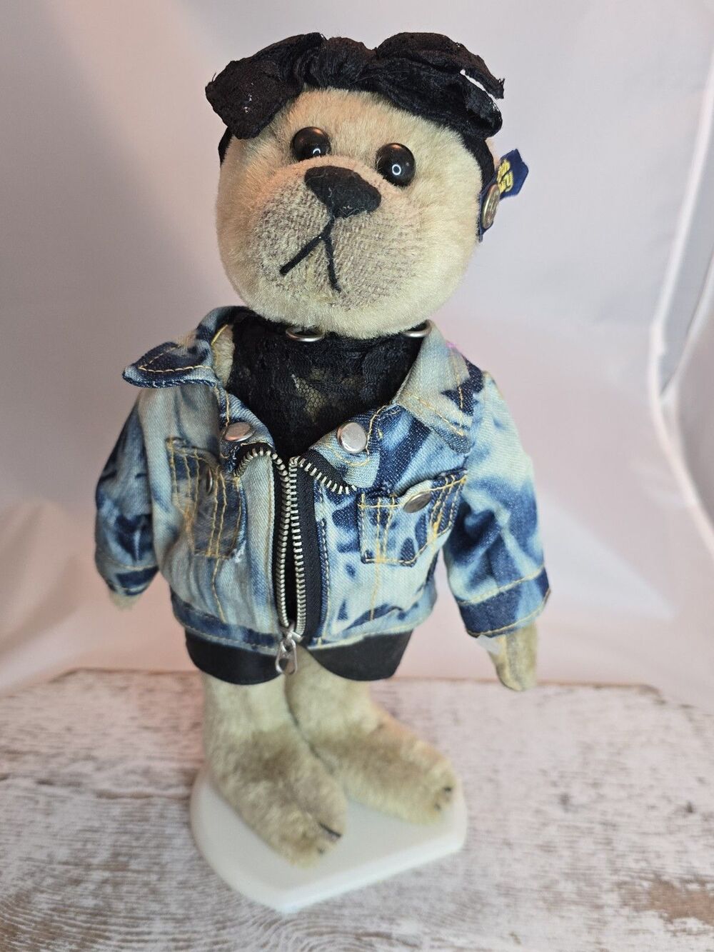 Boyds Bears Plush Doll Bearwear Denim Jacket Outfit Vintage 1990s Collectible